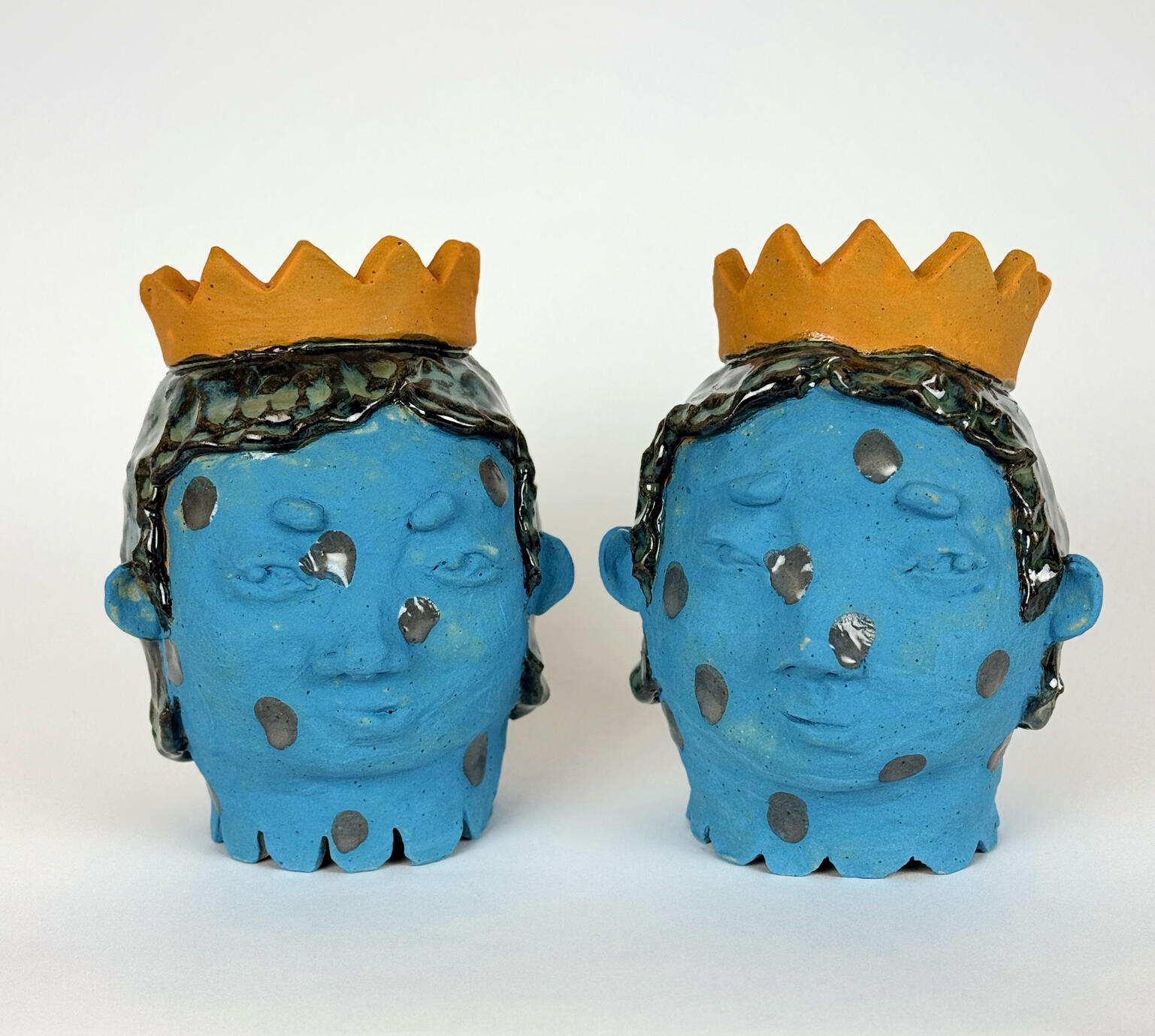 Blue Head Vase Pair